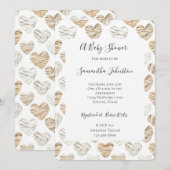 Invitation Crème romantique Baby shower Coeurs blancs (Devant / Derrière)