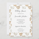 Invitation Crème romantique Baby shower Coeurs blancs (Devant)