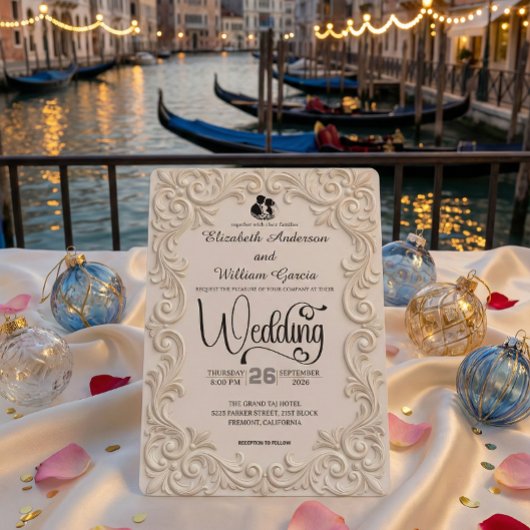 Invitation Crème Romantique Et Calligraphie Formel Charbon