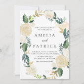 Invitation Crème romantique Muet Floral Wreath QR Code Mariag (Devant)