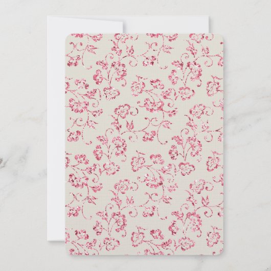 Invitation Crème romantique Parties scintillant rose Floral d (Dos)