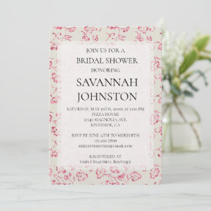 Invitation Crème romantique Parties scintillant rose Floral d