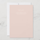 Invitation Crème romantique rose pâle Mariage simple (Dos)