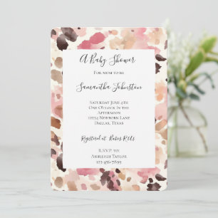 Invitation Crème rose Brown Leopard Baby shower Poster de ani