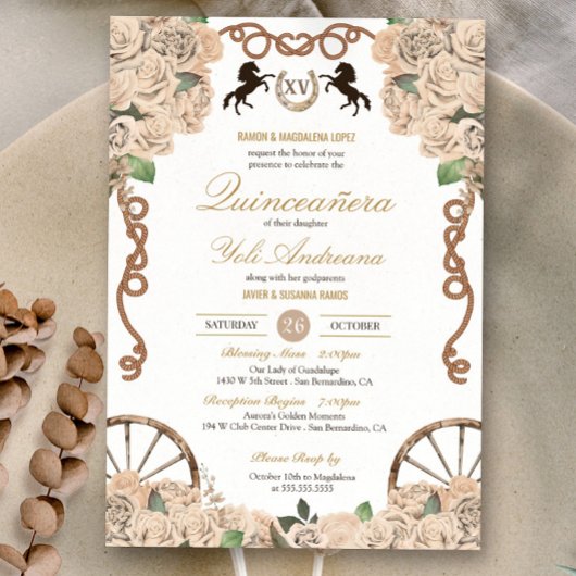 Invitation Crème Rose Occidentale Charro Quince