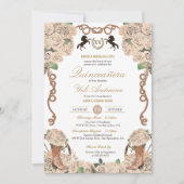 Invitation Crème Rose Occidentale Charro Quinceañera (Devant)