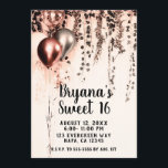 Invitation Crème rose Or Crème rose Ballons métalliques Sweet<br><div class="desc">Personnaliser pour tout événement.</div>