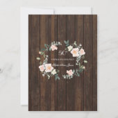 Invitation Crème rose pâle dentelle en bois floral 50e annive (Dos)