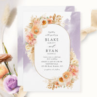 Crème rose pêche chic et mariage ovale lavande