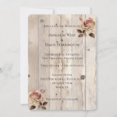 Invitation Crème rose Roses Crème Blanc Bois Mariage (Devant)