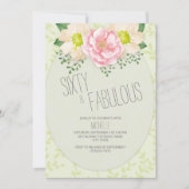 Invitation Crème rose vintage verdure fleurie 60e anniversair (Devant)