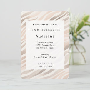 Invitation Crème rose Zebra Poster de animal Anniversaire