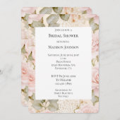 Invitation Crème Roses Roses Roses Rose Flore Fête des mariée (Devant / Derrière)