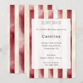 Invitation Crème rouge bourguignonne 50e anniversaire (Devant / Derrière)