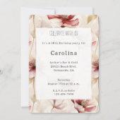 Invitation Crème rouge bourguignonne Floral 50e anniversaire (Devant)