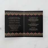 Invitation Crème rouge noire Ikat Tous en un Mariage sikh (Intérieur)