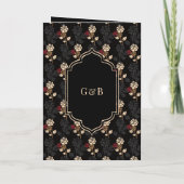 Invitation Crème rouge noire Ikat Tous en un Mariage sikh (Dos)