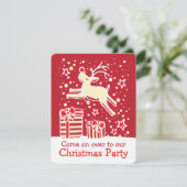 Invitation Crème rouge renne de Noël (Debout devant)