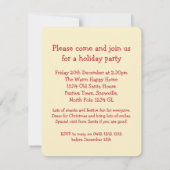 Invitation Crème rouge renne de Noël (Dos)