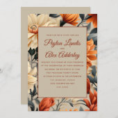 Invitation Crème rouille orange brûlée Mariage floral automne (Devant / Derrière)