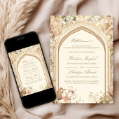 Invitation Crème rustique Earthy Floral Arch Mariage musulman