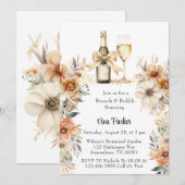 Invitation Crème rustique en terre cuite Brunch floral et bul (Devant / Derrière)