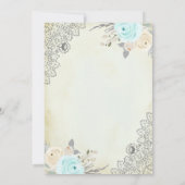 Invitation Crème rustique Mint vert dentelle florale Mariage  (Dos)