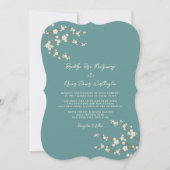 Invitation Crème Sakura Fleurs de cerises Mariage d'Asie Turq (Devant)