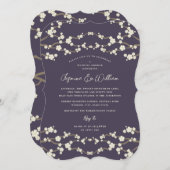 Invitation Crème Sakura Fleurs de cerisier violet Mariage asi (Devant / Derrière)