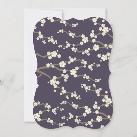 Invitation Crème Sakura Fleurs de cerisier violet Mariage asi (Dos)