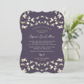 Invitation Crème Sakura Fleurs de cerisier violet Mariage asi (Debout devant)