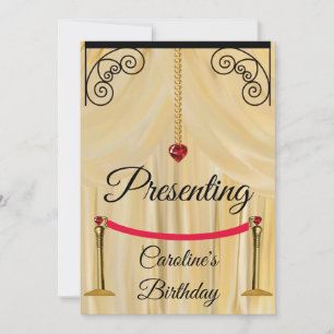 Invitation Crème Silk Théâtre Rideau Anniversaire