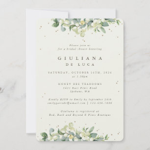 Invitation Crème Snowberry+Eucalyptus Fête des mariées d'hive