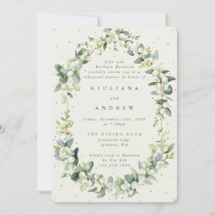 Invitation Crème Snowberry+Eucalyptus Mariage répétition