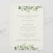 Invitation Crème Snowberry+Eucalyptus Mariage répétition (Devant / Derrière)