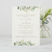 Invitation Crème Snowberry+Eucalyptus Mariage répétition (Debout devant)