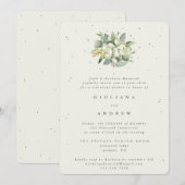 Invitation Crème Snowberry+Eucalyptus Mariage répétition (Devant / Derrière)