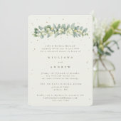 Invitation Crème Snowberry+Eucalyptus Mariage répétition (Debout devant)
