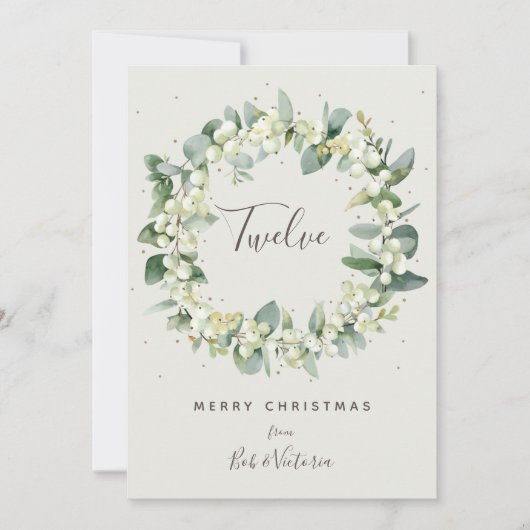 Invitation Crème Snowberry+Eucalyptus Numéro de tableau (Devant)