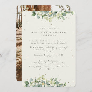 Invitation Crème Snowberry+Eucalyptus Réception de mariage Ph