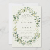 Invitation Crème Snowberry+Eucalyptus Réception de mariage un (Devant)