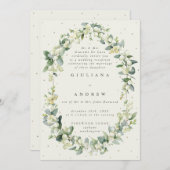 Invitation Crème Snowberry+Eucalyptus Réception de mariage un (Devant / Derrière)