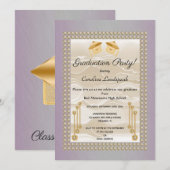 Invitation Crème soie et perles Graduate rose Metallic (Devant / Derrière)