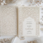 Invitation Crème sophistiquée et Mariage de dentelle blanche