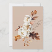 Invitation Crème Tan Rustique & Chute Brown Floral & Feuille (Dos)