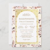 Invitation Crème Terme Floral Motif or musulman Mariage (Devant)