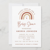Invitation Crème & Terracotta Boho Rainbow Moon Baby shower I (Devant)
