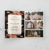 Invitation Crème Terracotta Floral Code QR Mariage Noir (Intérieur)