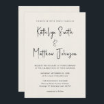Invitation Creme tout en un amusant script minimaliste Mariag<br><div class="desc">Crème Élégante Tout En Un Script Amusant Simple Mini Carte Faire-part de mariage. Célébrez votre journée spéciale avec cette belle et élégante carte de faire-part de mariage pour embellir votre occasion spéciale. Tous les textes sont pré-arrangés pour que vous personnalisiez facilement et rapidement avec vos propres détails. Si vous avez...</div>