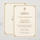 Invitation Crème traditionnelle Gold Frontière Islam Mehndi (Devant / Derrière)
